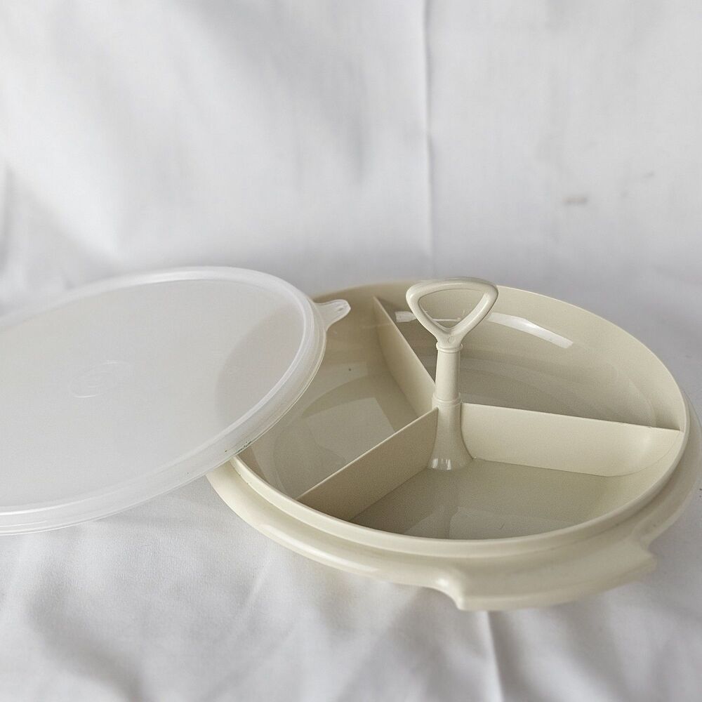 VINTAGE 3 piece Tupperware Suzette Relish Party Serving Dish Tray 608-4